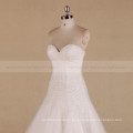 Brillante Bling Strapless cuentas Slim A-line Sweet Heart vestido de novia Capilla de la cola